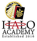 Halo Academy Inc logo. The Aya symbol with the sun, a book with a grape bunch, and the words Halo Academy established 2016.